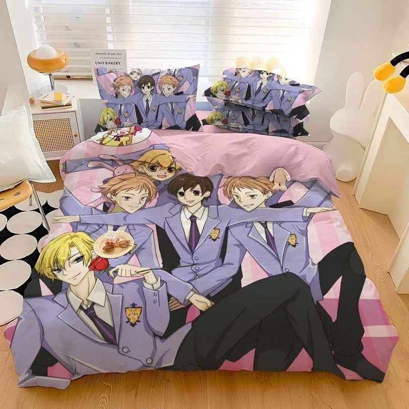 Popular Ouran High School Host Club Bedding Sets Japanese Anime Duvet Cover Bed Comforter Set Bedroom Comforter Covers