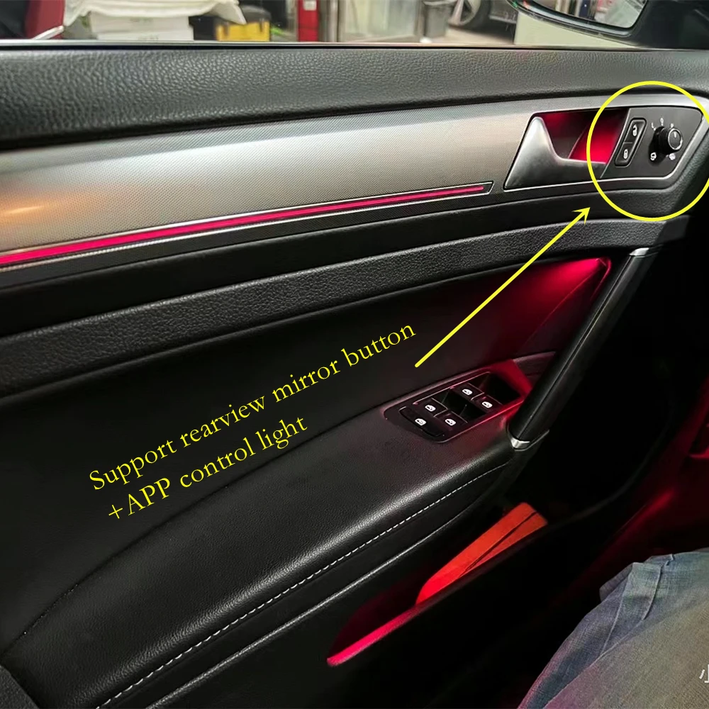 Automotive LED ambient light decorative panel for Volkswagen Golf 7/7.5 Interior lights 64 color atmosphere upgrade Button APP ﻿