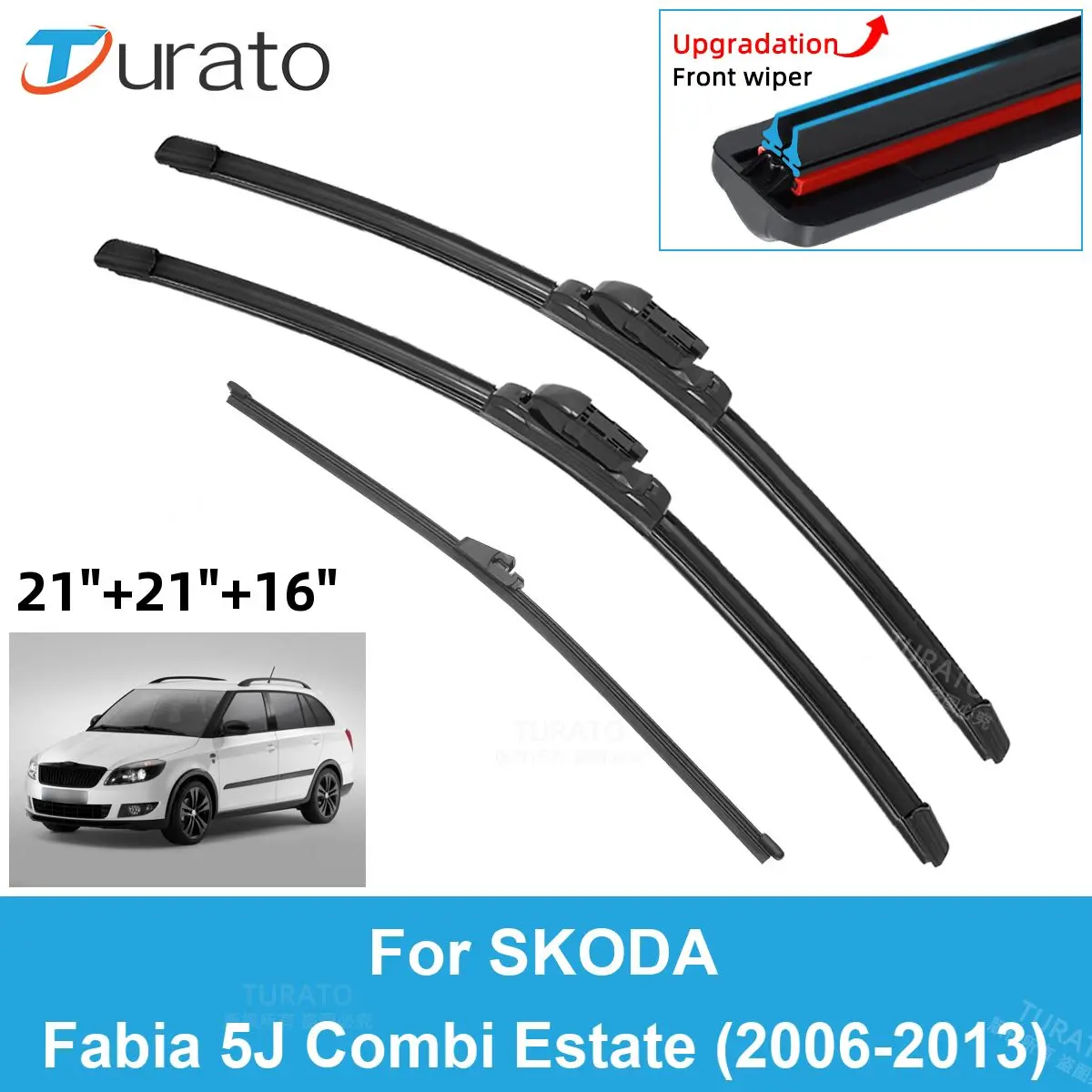 

3PCS Car Wiper Blades for 2006-2013 SKODA Fabia 5J Combi Estate Rear Windshield Wipers Double Rubber Car Accessories 2012 2013