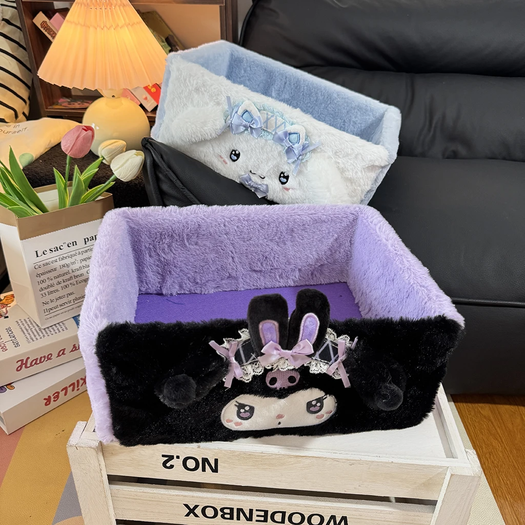 Sanrio My Melody Hello Kitty Cinnamoroll pluche desktop opbergdoos Kuromi cosmetica opbergmand met grote capaciteit