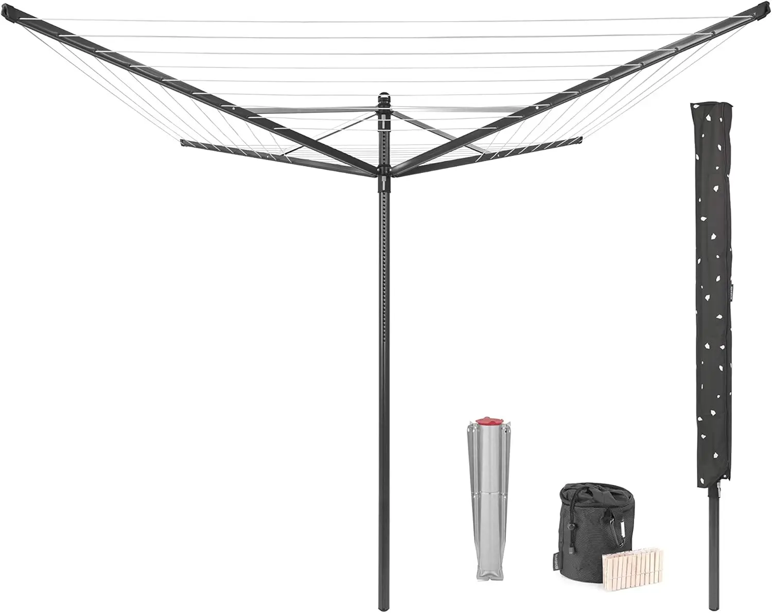 Brabantia Lift-O-Matic Outdoor 4 Arm Clothesline (164 Ft/Ø 1.8