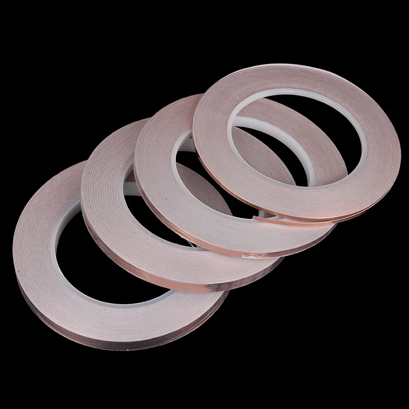 3mm 6mm 8mm 10mm Copper Foil Tape Conductive Strip Adhesive Double Sided For EMI Shielding Stained Glass Slug Deterrent