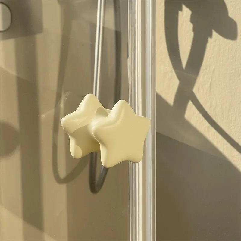 2pcs New Large Star Shape Glass Door Handle, Simple Stylish Luxury Sliding Door Pull Knob for Bathroom