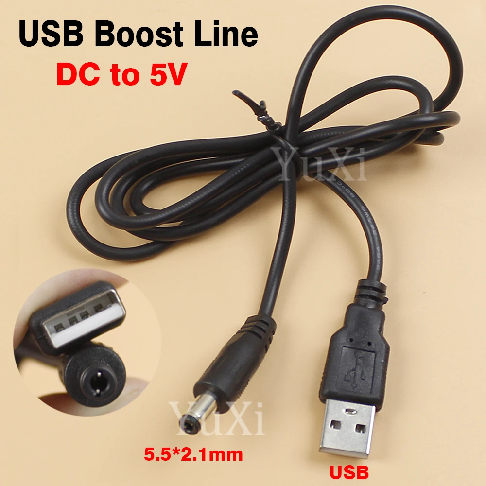 1Pc USB Power Boost Line DC 5V 9V 12V Step UP USB Converter Adapter Cable DC 5.5*2.1mm Round Hole Plug Charging Booster Cable