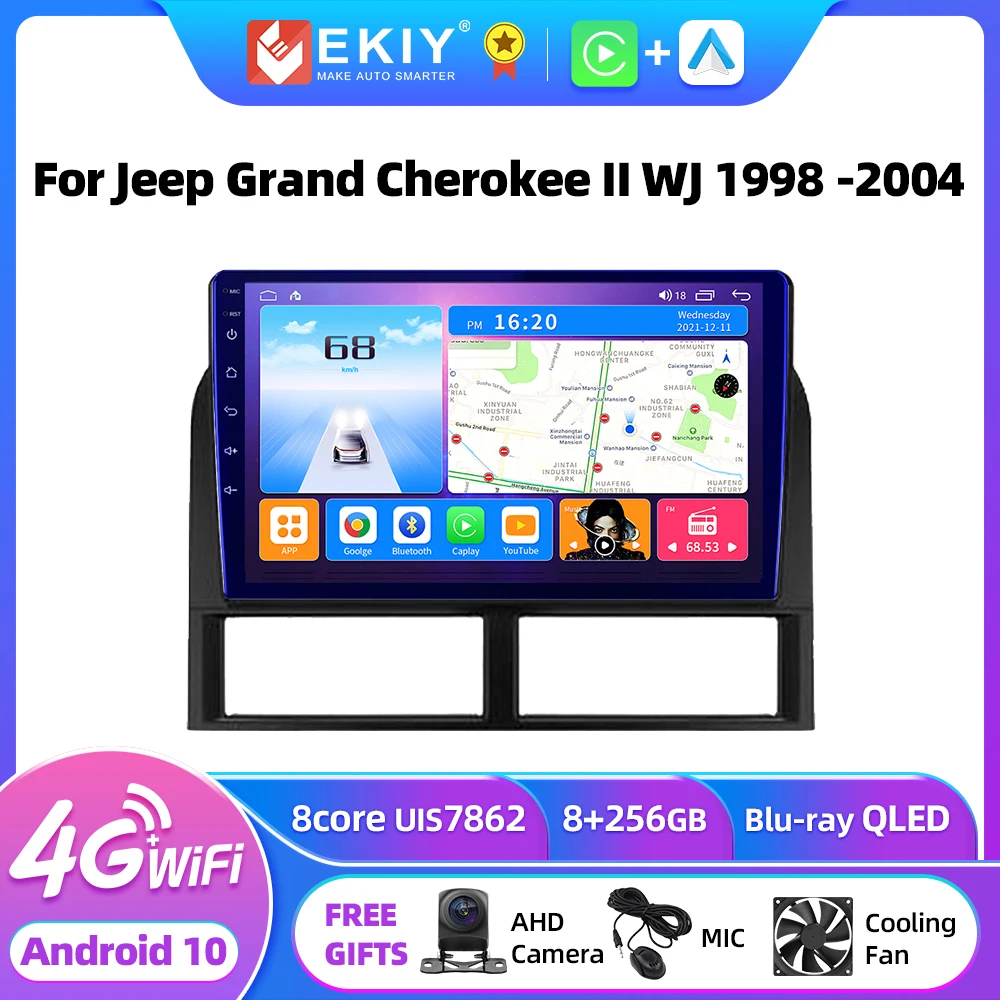 EKIY T7 Android 10 Car Radio  For Jeep Grand Cherokee II WJ 1998 -2004 Stereo Navigation GPS Multimedia Video Player 2 Din DVD