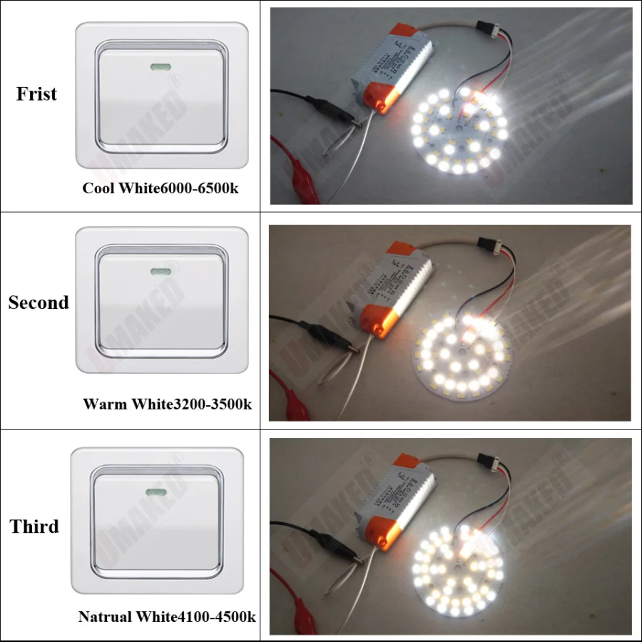 10PCS  35/ 44mm Warm/Cold White two color in one PCB 3W SMD Light Board Led Lamp Panel For Ceiling PCB With LED