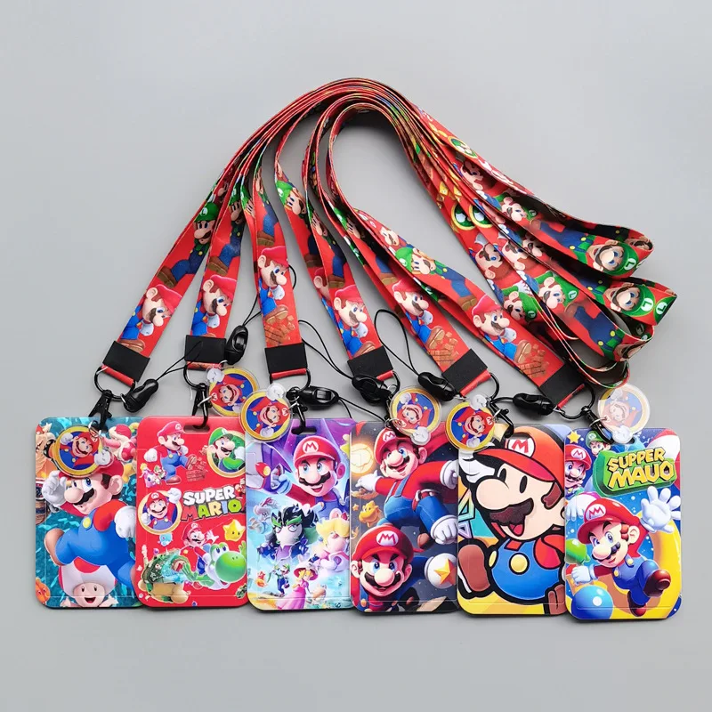 Super Mario Cards Wallet ABS Student Campus Lanyard Card Holders Game Peripheral Card Protector Credit Card Holder Badge Holder