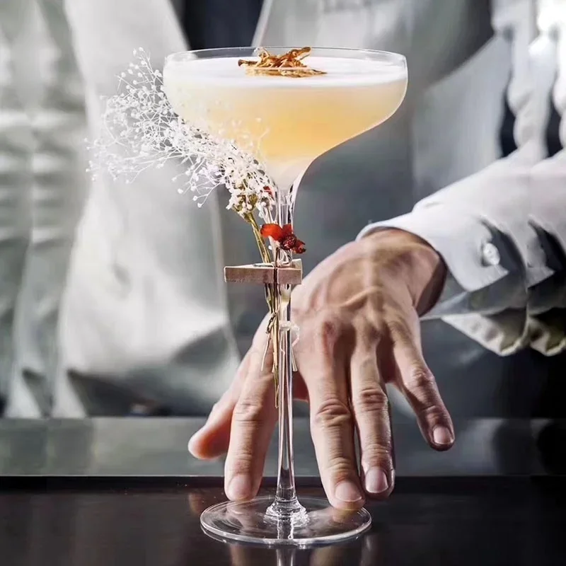 Japan Bar Ultrahigh Rod Elegant Martini Glass,Crystal Wide Mouth,DIY Mixed Wine Cocktail Goblet,Banquet Wedding Champagne
