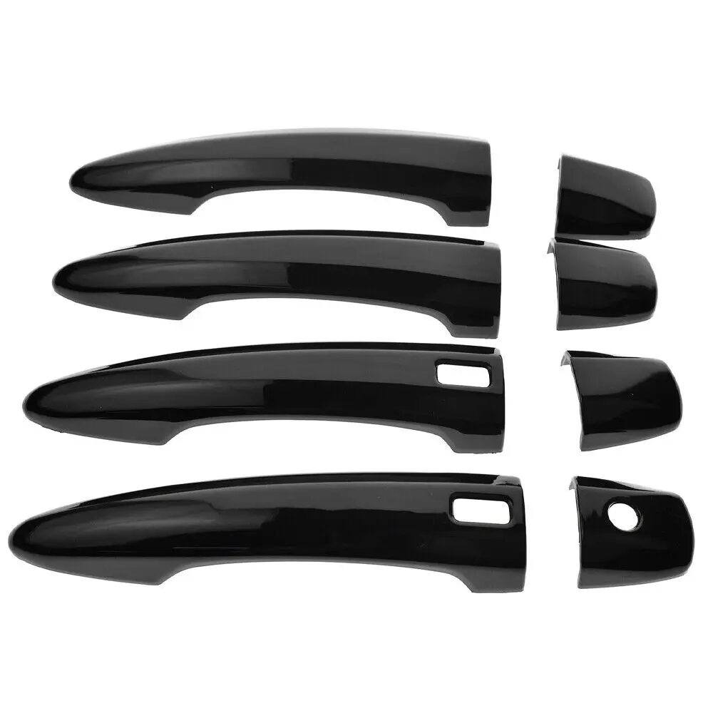 4 قطعة غطاء مقبض الباب الخارجي للسيارة مع ثقب المفتاح الذكي أسود لامع لنيسان ألتيما سنترا 2019 2020 2021 2022 2023 2024 #6