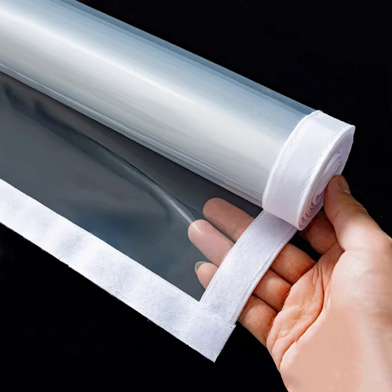 Warme Wintervorhänge, isolierte, winddichte, versiegelte Fenster, transparenter, dicker Kunststoff, kältebeständig und isoliert, Sichtschutzfenster