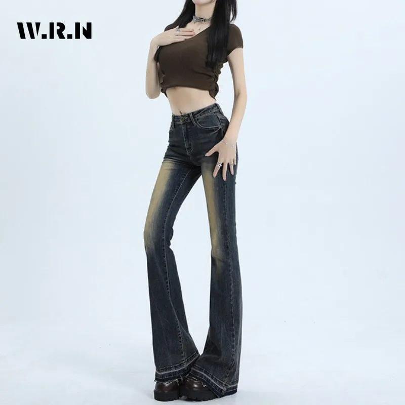 Harajuku Wide Leg High Waist Flared Jeans Female Y2K Pants 2024 Spring Women's Vintage Slim Fit 2000s Style Denim Trouser