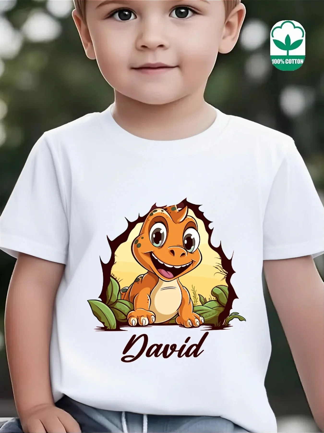 Cute Custom Name Cartoon Dinosaur Print Family Matching T Shirt Boys Girls Short Sleeve Parent Child Soft Cotton Casual Tops