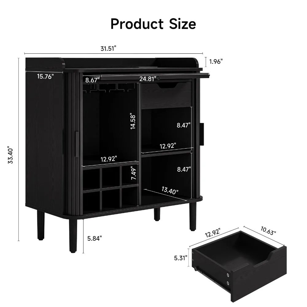 Fluted Bar Cabinet with Storgae, Wine Cabinet, 33