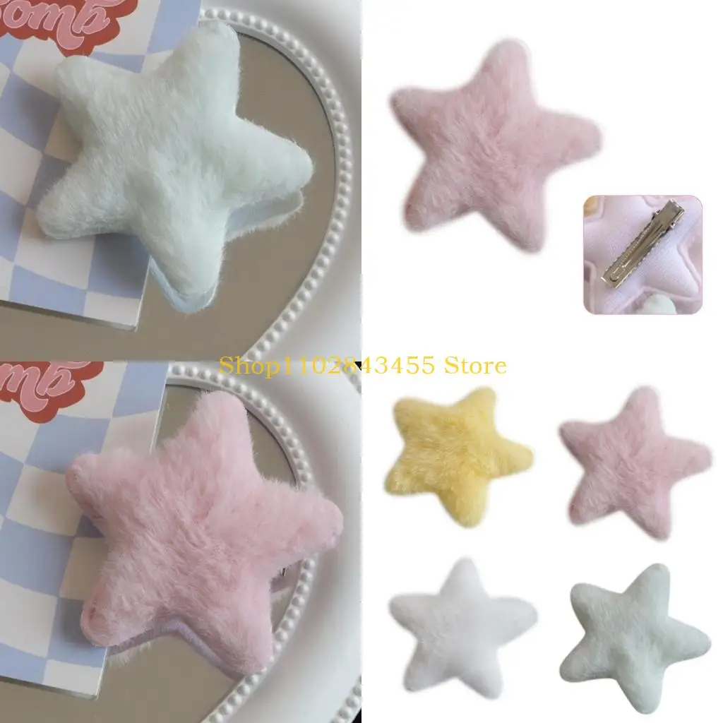 

49MC пушистая боковая челка, заколка со звездой в стиле Y2K, милая звезда ручной работы, милые шпильки, головной убор, для со