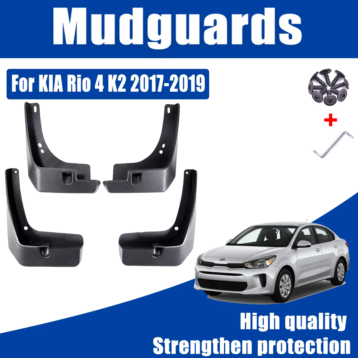 

4 PCS Car Mudflap For KIA Rio 4 K2 2017 2018 2019 YB Sedan Fender Mud Mesh Guard Flaps Splash Flap Mudguard Car Auto Accessories