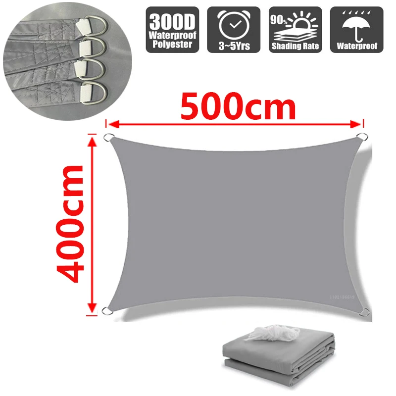 Schaduwzeil voor buiten, 300D polyester waterdichte UV-bestendige luifel, zonneschijnluifel voor terras, automat, achtertuin, tuin, enz.