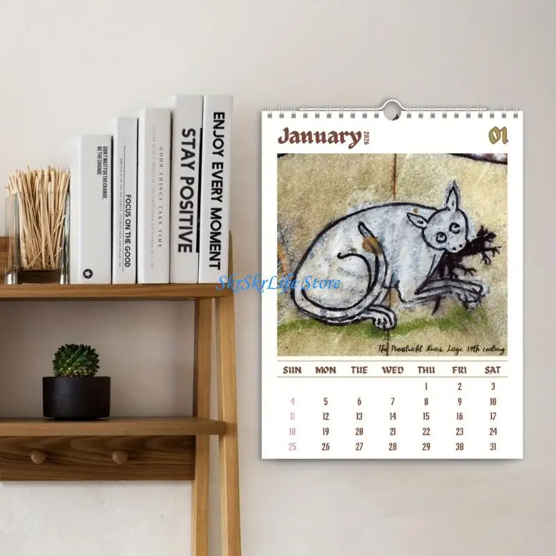 

E65E Stylish 2026 Calendar Wall Hanging Calendar with Thick Paper Materials Friendly Inks Design For Home Or Office Decors