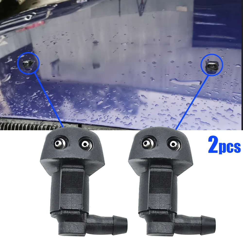 2Pcs Car Front Windshield Washer Jet Nozzle For Mazda 3 MK1 (03-09) 5 MK2 (06-10) 6 MK1 (02-08) 2006 2007 2008 Black GK2C67510B