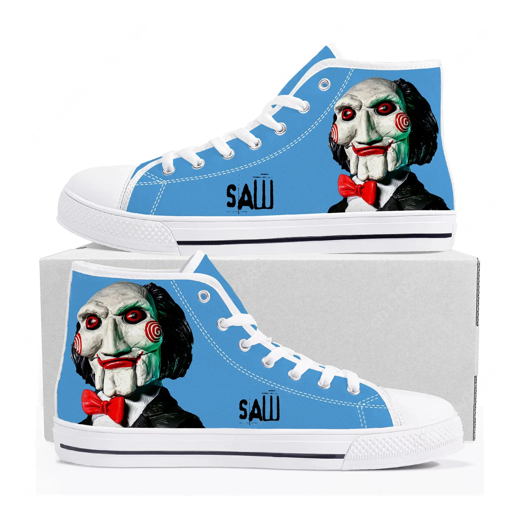 

Кеды Saw High Top высокого качества для мужчин, женщин и подростков, повседневные модные кеды из канваса с анимационными узорами, обувь на заказ