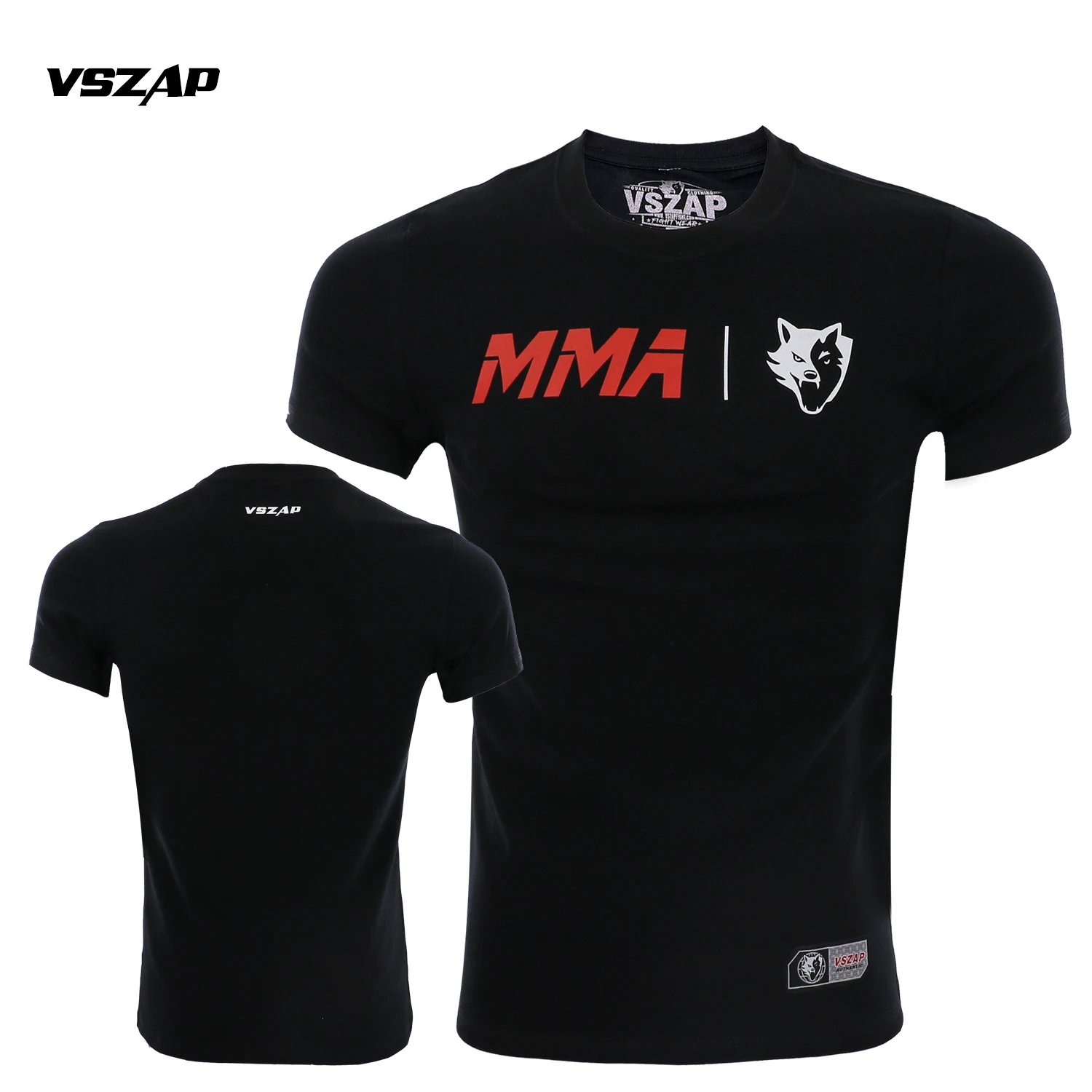 VSZAP Classic Fighting Training Pure Cotton MMA Sports Fitness Short Sleeves Pure Cotton Elastic Sweatwicking