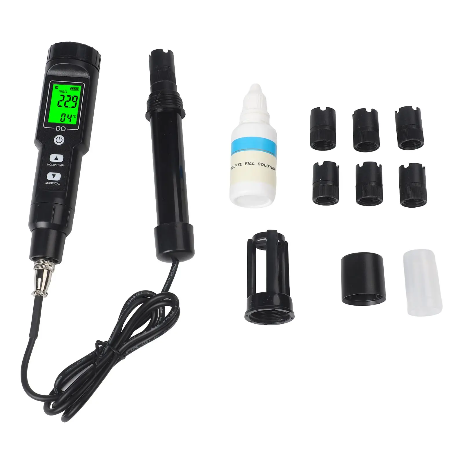 Aquarium Oxygen Meter Dissolved Oxygen Meter Protective Probe Covers Temperature Compensation High Accuracy Sensor