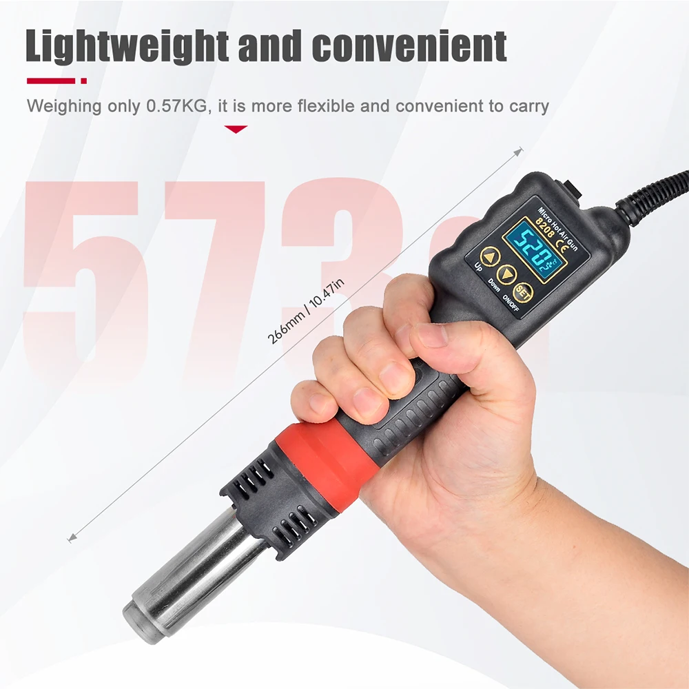 JCD 8208 Miniature Hot Air Gun 750W Adjustable Temperature LCD Display Portable Hair Dryer Soldering Station BGA IC Welding Tool