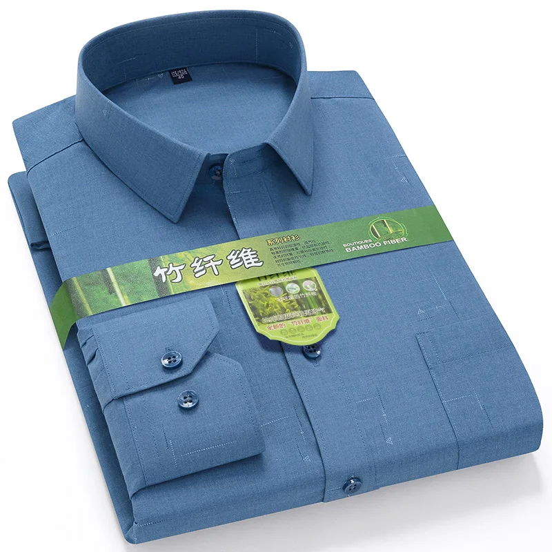 New in shirt plaid long-sleeve shirts for man slim fit formal plain shirt  Bamboo fiber casual striped office elegant clothes