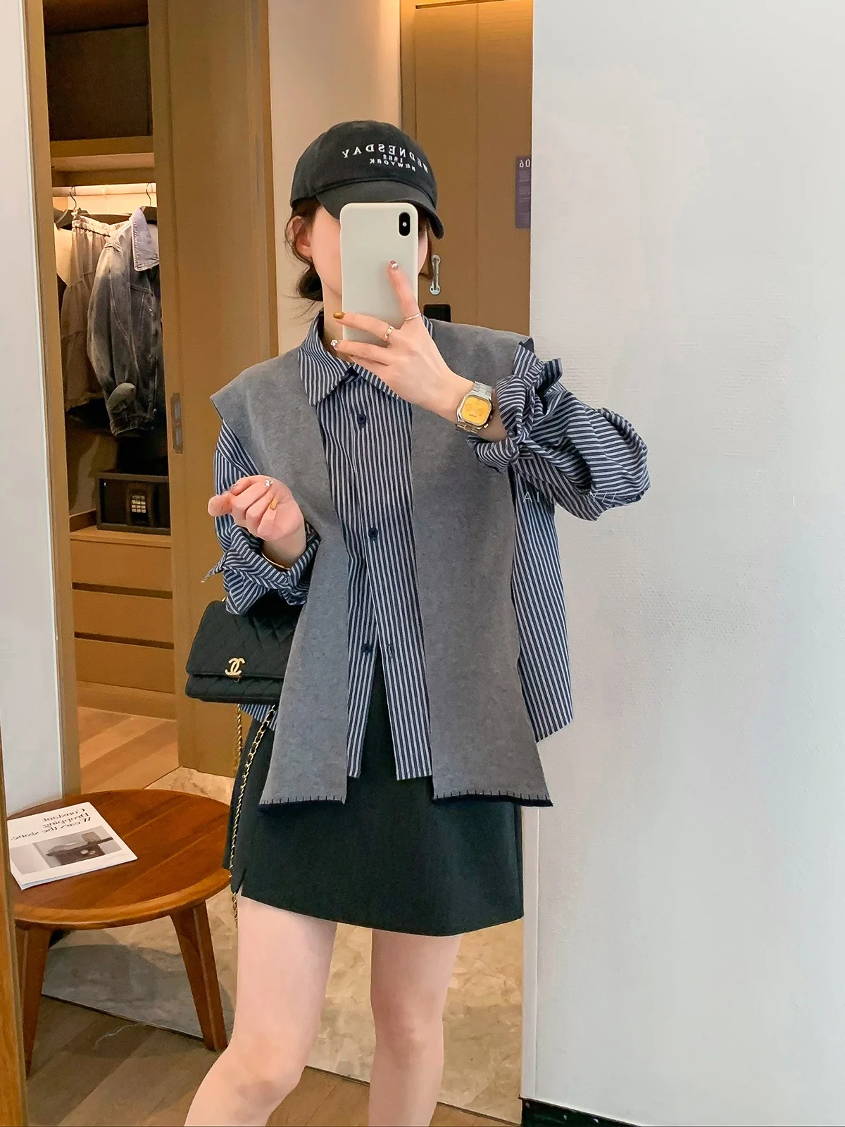 

Женская повседневная свободная рубашка-накидка с длинным рукавом и полосками Love Devil Fish, весна 2026, в стиле Commute, из смесового хлопка