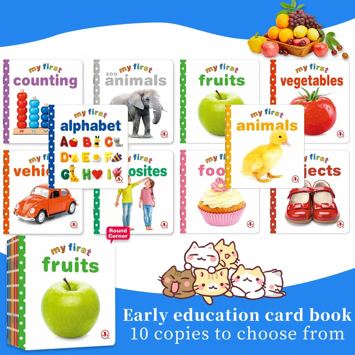 1 Satz von 10 Manga Anime Bücher Alphabet Karteikarten für Kleinkinder lehren Kleinkind lernen Zahlen Farben Formen Lernspiel zeug
