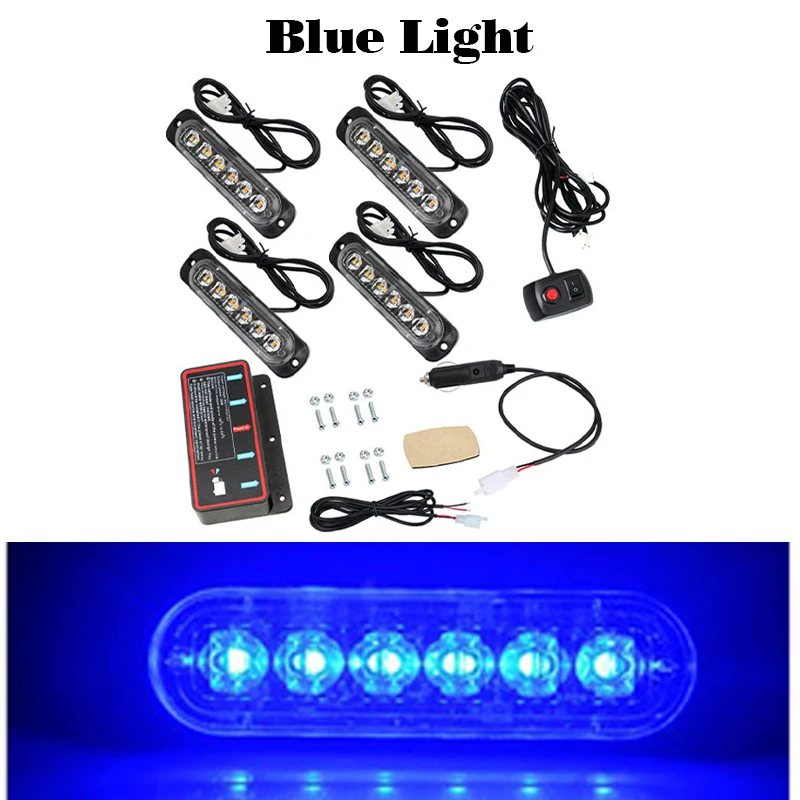 Car Front Grille Strobe Light 12V 24V Emergency Warning Signal Side Lamp Good-quaility Accessories For Truck Trailer SUV image 3