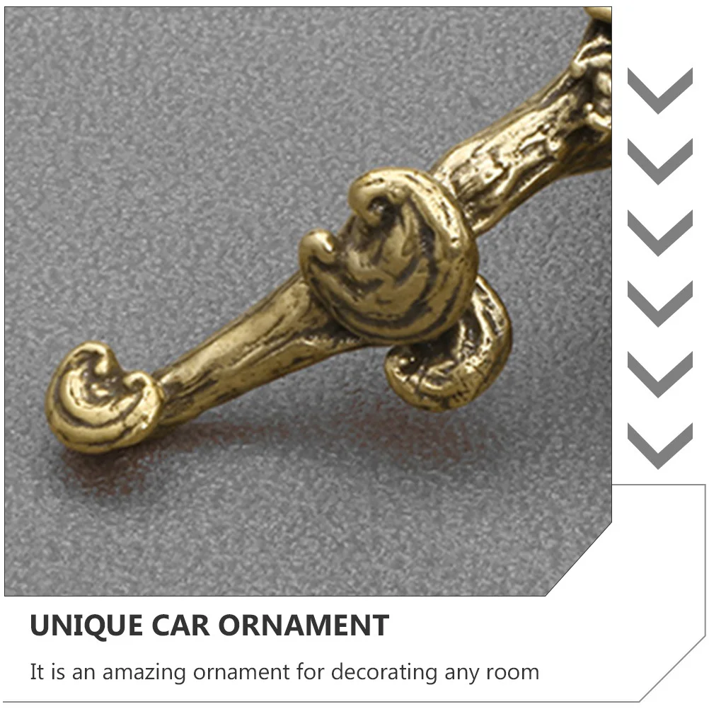 

1 pc Brass Ganoderma Desktop Decoration Golden Compact Ornament For Home Office Shelf Car Display Unique Creative Craft