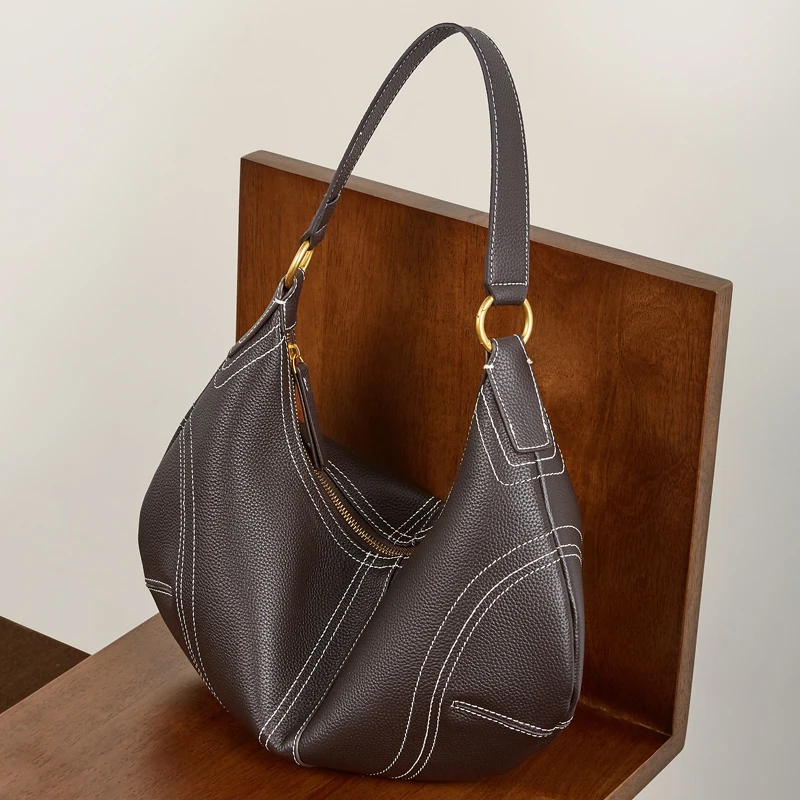 

Hifashion Сумки-полумесяцы из натуральной коровьей кожи через плечо для женщин 2026: Роскошные дизайнерские сумки-хобо в форме пельменя