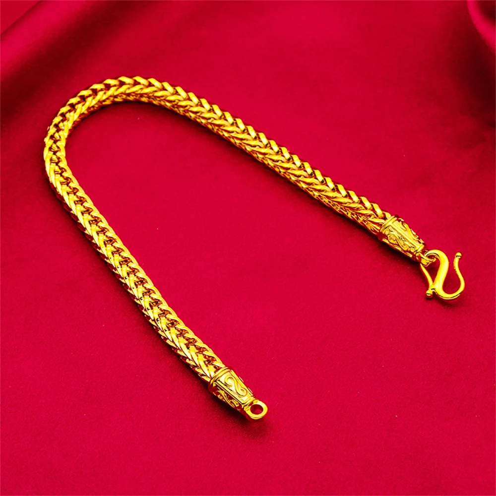 الذهب الأصفر اللون أساور للرجل 6 مللي متر ويفر سلسلة سوار معصمه Pulsera الهيب هوب مجوهرات اكسسوارات هدايا الحفلات بيجو