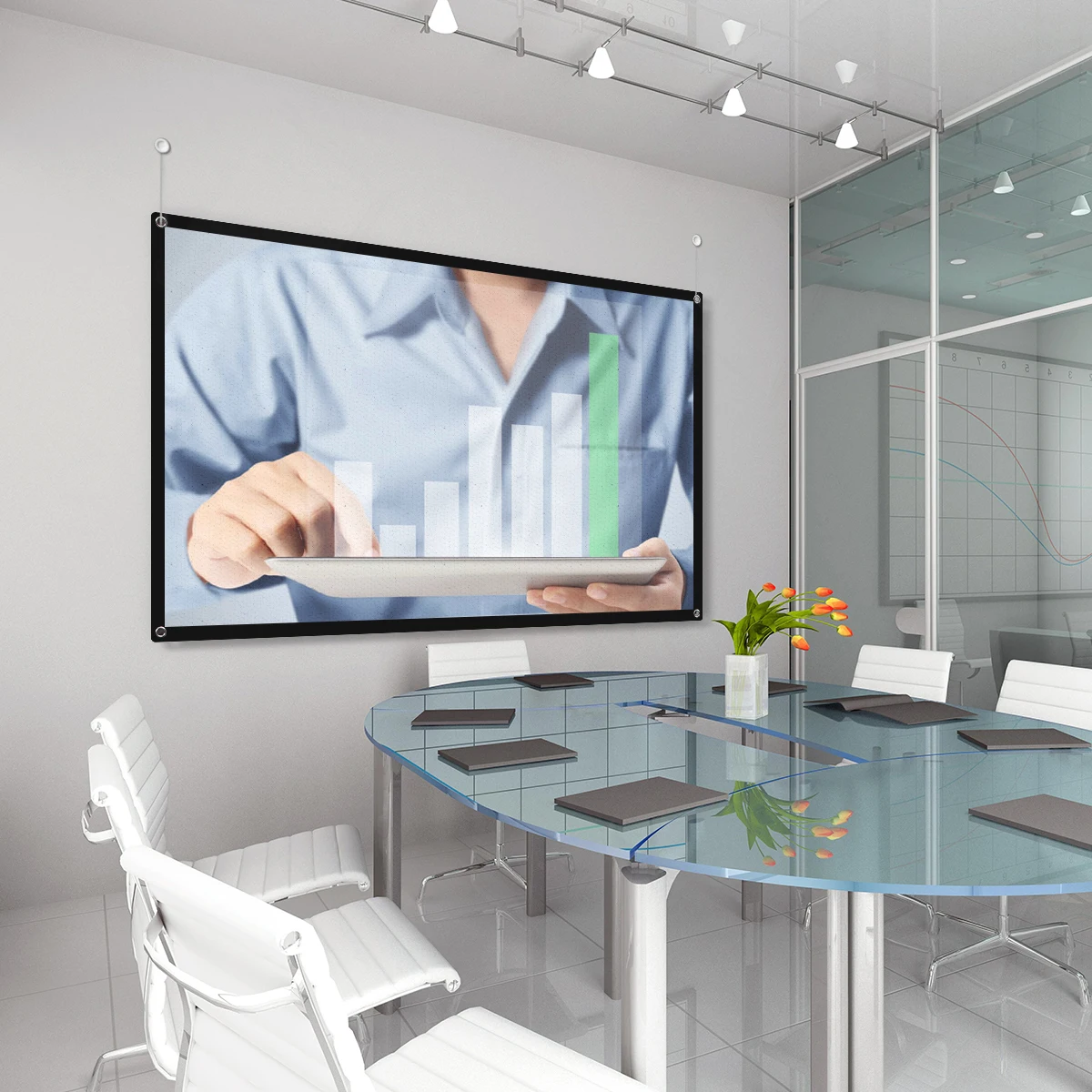

Portable Projection Screen Sturdy Durable Polyester Outdoor Movie Screen Ideal Business Education Gaming Classroom
