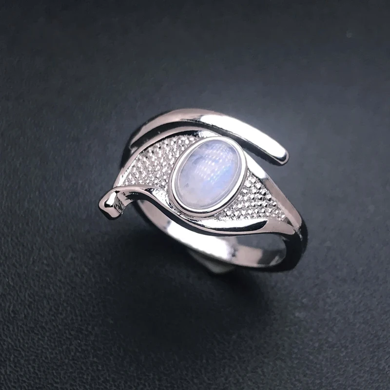 Elegant Natural Moonstone Ring Namibia Gemstone 7*9mm for Women Femme Lady Wedding Engagement Party Gift Fine Jewelry