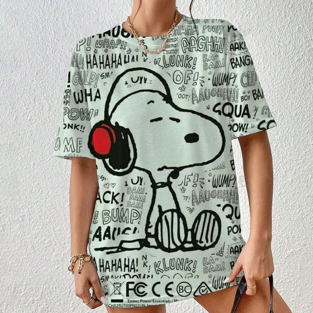 Women\'s Snoopy T Shirts Summer Casual Short Sleeve Harajuku Korean Style Tops Disney 3D Print Kawaii Female T-shirt Woman Top