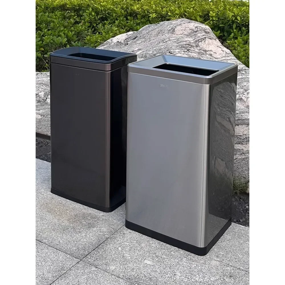 

Large capacity trash can square commercial tras stainless steel large environmental waste paper tube bathroom 50 liter