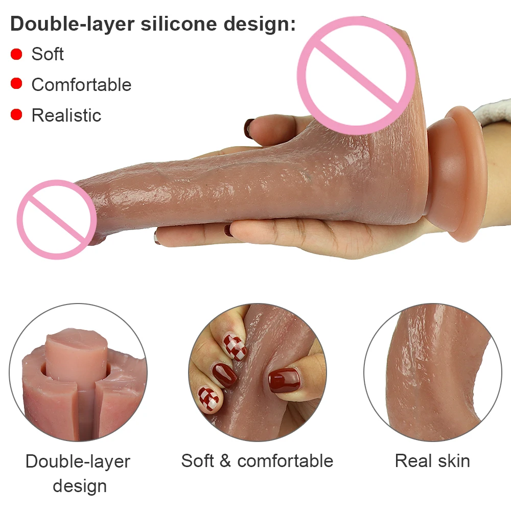 Real Skin Realistic Dildo Powerful Suction Cup Penis Sex Toy Flexible G-spot Dick with Curved Shaft and Ball Toys for Adults 18