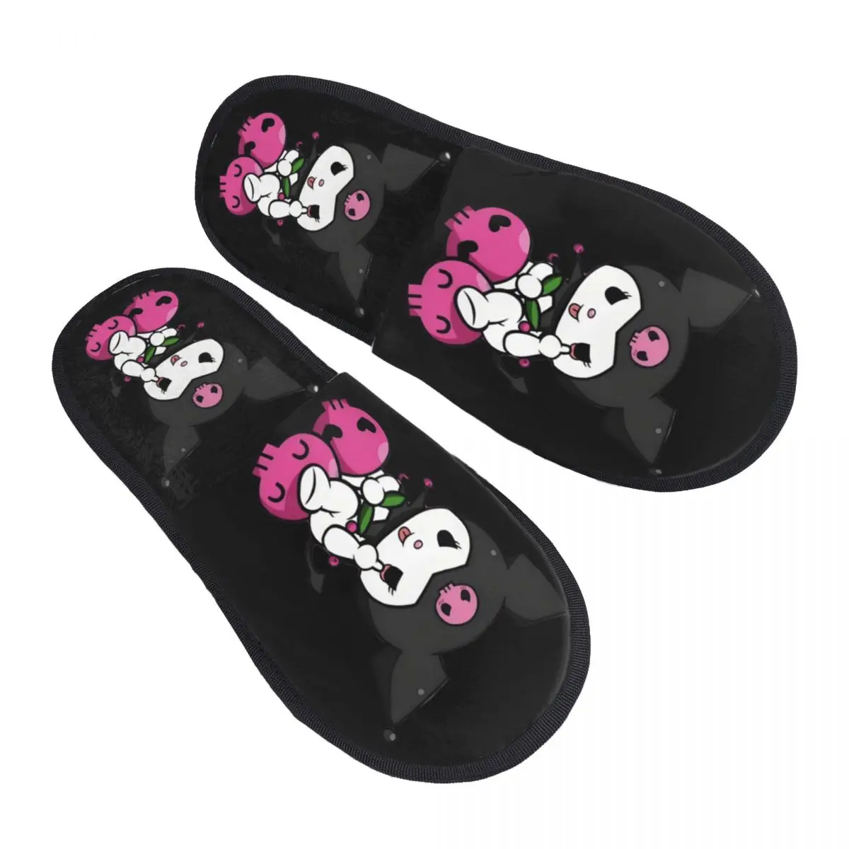 

Женские тапочки из пены с эффектом памяти Sanrio Kuromi из мультфильма Sanrio Kuromi, мягкие теплые домашние тапочки Kawaii с черепом