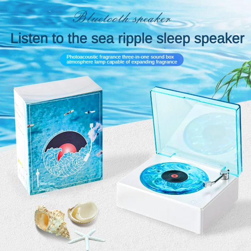 

Mini Retro Turntable Portable Wireless Bluetooth Speaker White Noise Music Player with RGB Atmosphere Light Sleep Aid Subwoofer