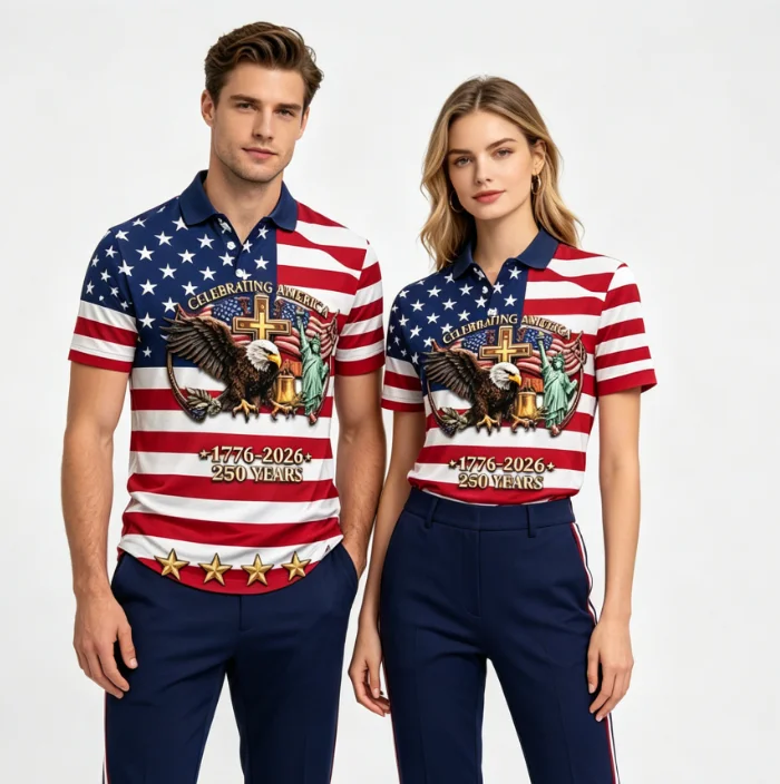 Couple's Clothing USA 250 Patriotic Polo Shirt Men Women American Flag Statue Of Liberty Print Casual Breathable Sportswear Polo