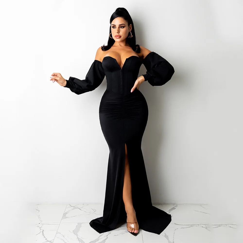 Elegant Women's Fashion Sexy  Color Nightclub Dress Ladies Long Skirt New Arrival Premium Quality Polyester Fabric