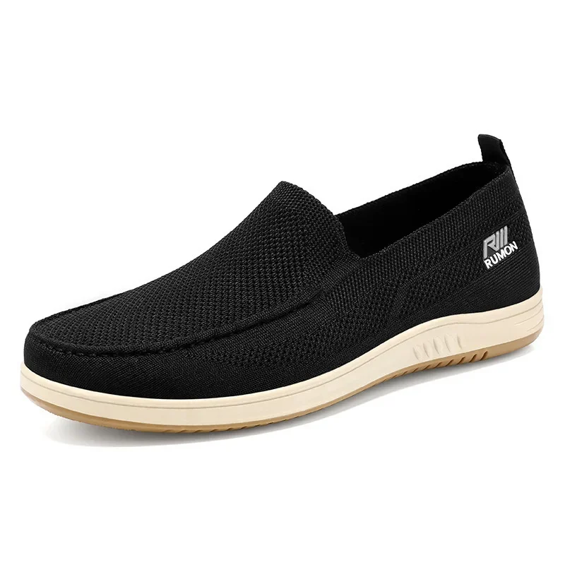 Simple Men's Casual Shoes, Made of Mesh Fabric, Breathable and Comfortable in Spring and Summer. New 2025 Flat Work Men's Shoes