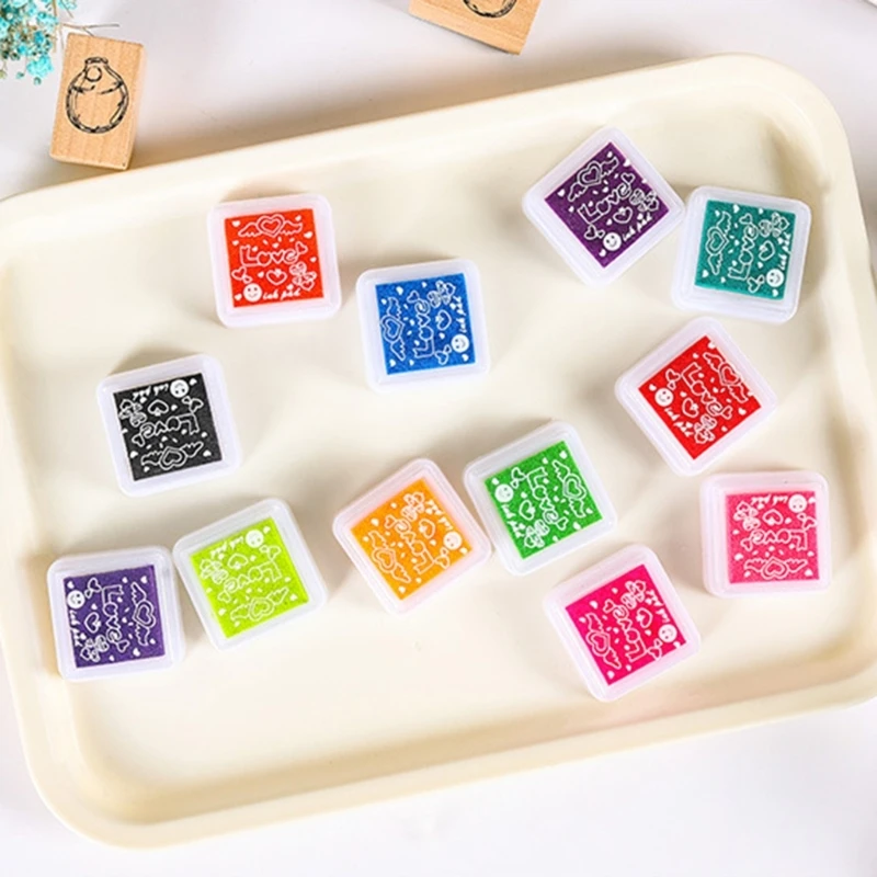 Craft Rainbow Ink Pads ล้างทําความสะอาดได้ Finger Ink Pads ชุด 12/24 สี Craft Stamp Pad สําหรับกระดาษไม้ผ้า, สมุดภาพ