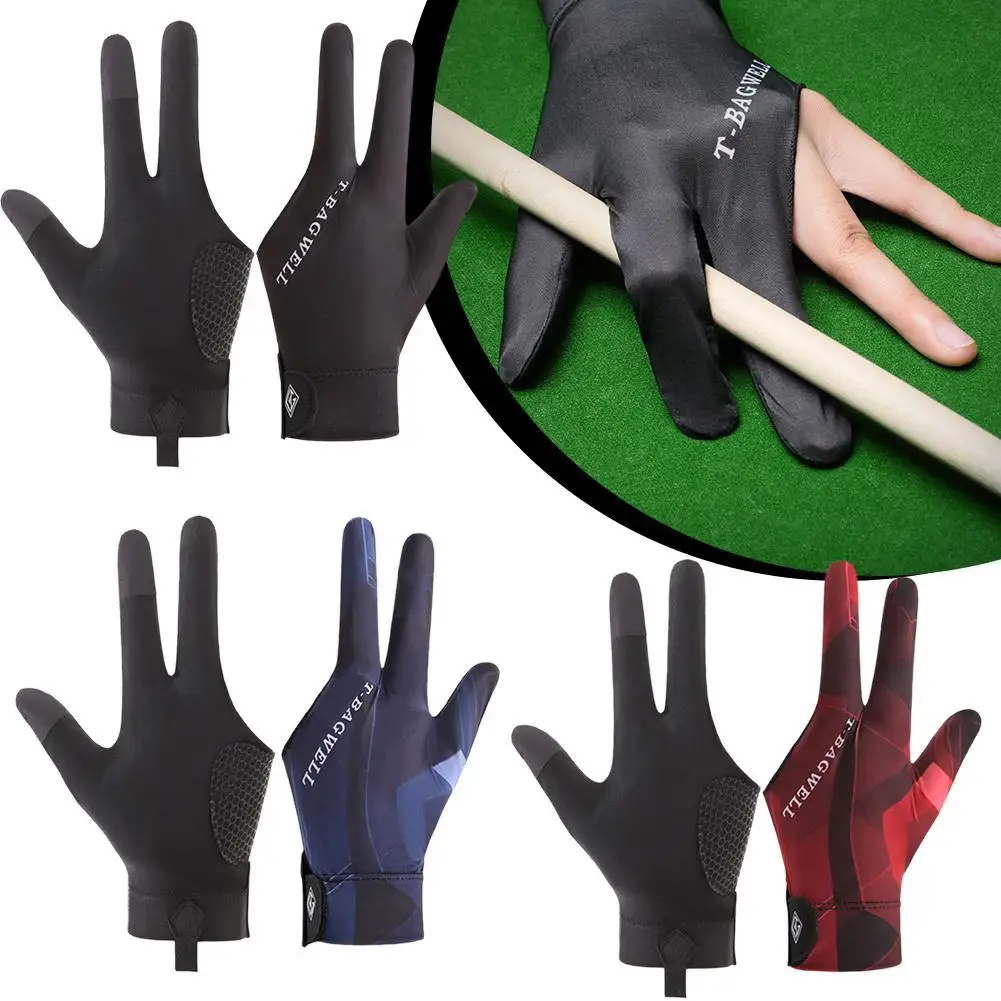 Billiards Glove Left Right Hand 3 Finger Snooker Billiard Stickers Non Gloves Slip Accessories Billiard Training Elastic Gl V6s9