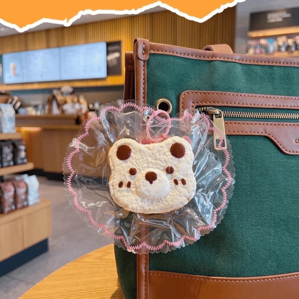 Little Bear Toast Squeeze Keychain Slow Rising Slow Rebound Squeeze Doll Pendant Super Soft Food-Grade Silicone