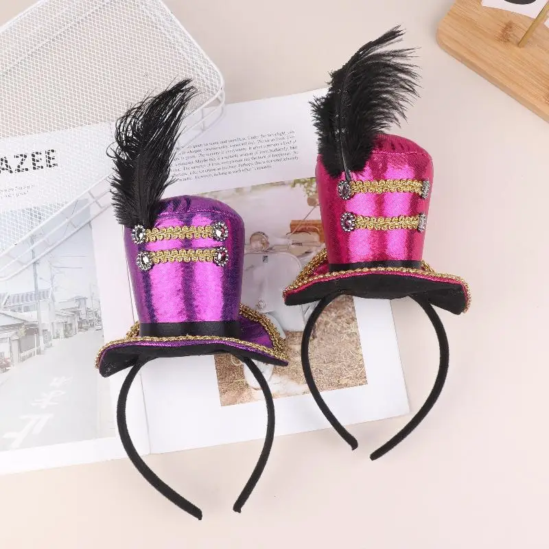 .New Sale-Mini Top Hat Headband Circus Ringmaster Hair Hoop Cosplay Costume Hair Hoops Kids Adults Hair Accessories