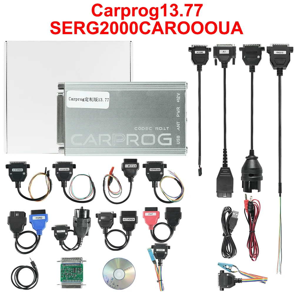 Newest Online Carprog 13.77 Full Adapters with keygen Car Prog 8.21/V10.93 Iprog Pro V86 For/Radio/IMMO ECU Repair Tool