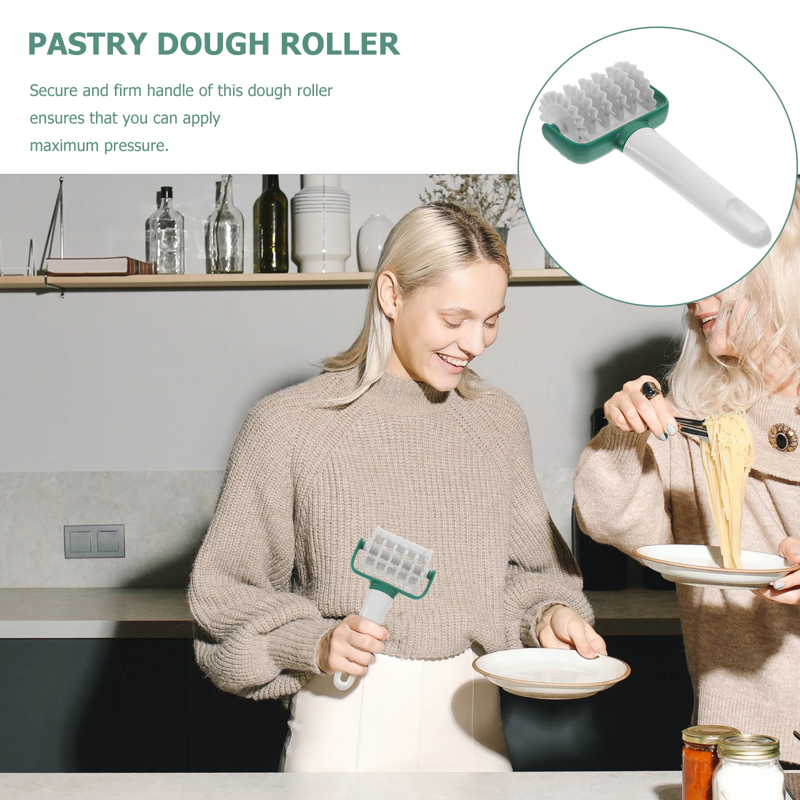 

Plastic Noodle 6-Wheel Pasta Lattice Roller Kitchen Gadget for Pastry Dough Noodles Bread Food Grade Secure Handle