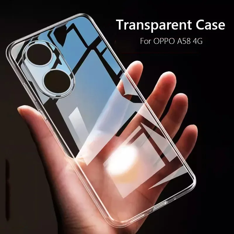 Simple Slim Soft TPU Transaprent Clear Phone Case On For OPPO A58 OPPOA58 4G Cover